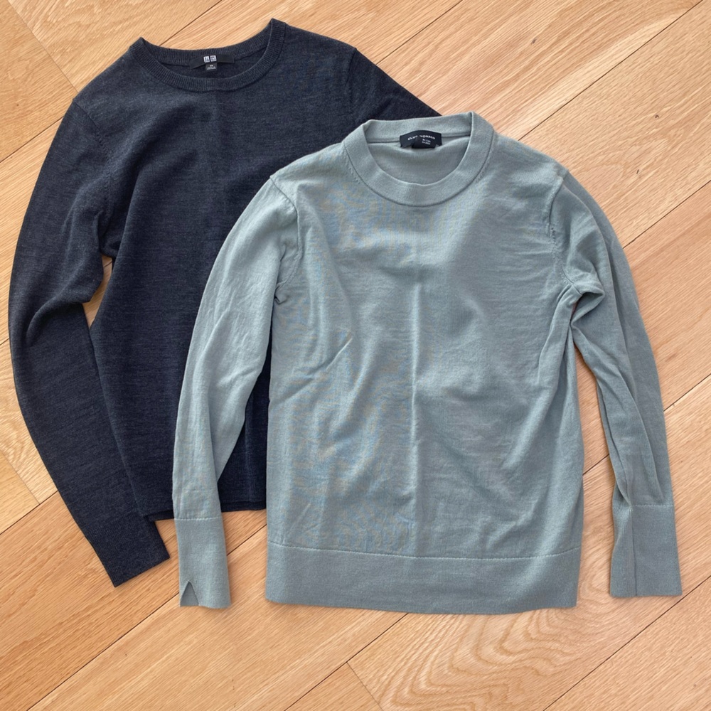Merino 2x Club Monaco, Uniqlo XS crew sweaters